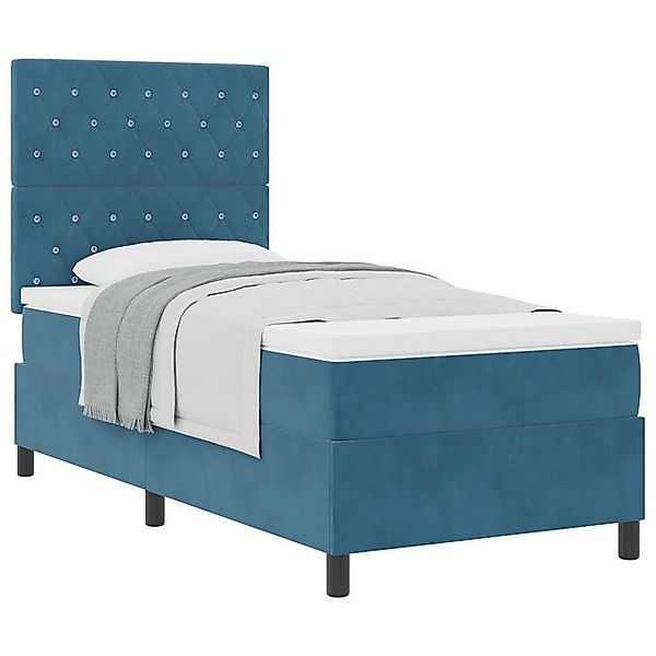 vidaXL Bett Boxspringbett mit Matratze Dunkelblau Einzel Samt (1-tlg) günstig online kaufen