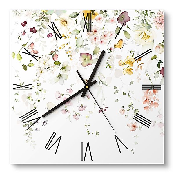 DEQORI Wanduhr 'Zarte Blütenpracht' (Glas Glasuhr günstig online kaufen