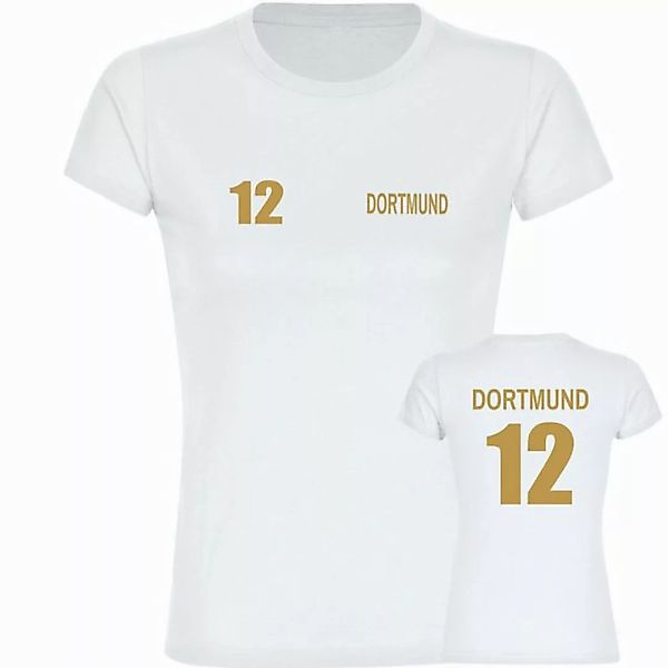 multifanshop T-Shirt Damen Dortmund - Trikot Nummer 12 gold - Frauen günstig online kaufen