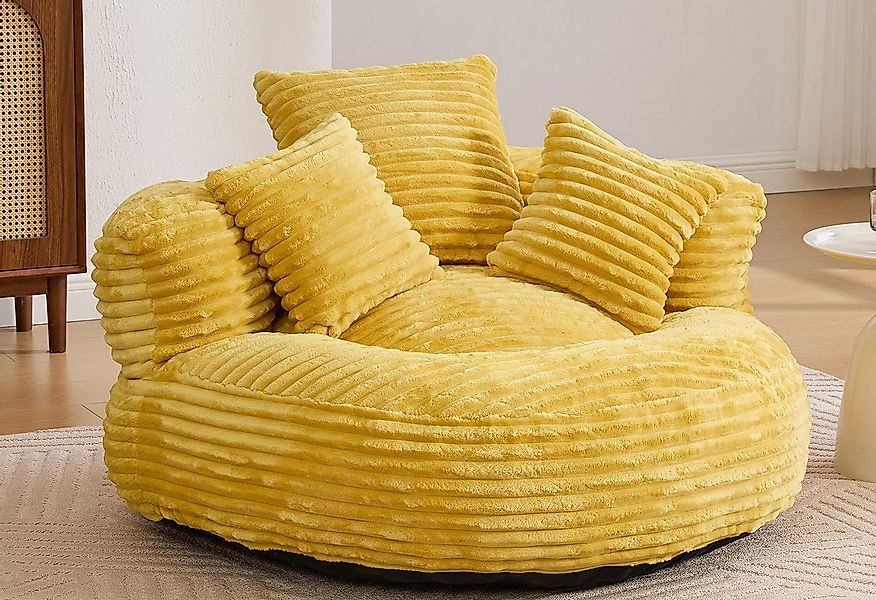 LVHOM Sitzsack 108x108x52cm Chenille Premium Sofa mit 3 extra Kopfkissen (K günstig online kaufen