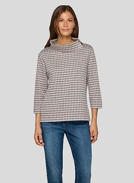 Rabe 3/4-Arm-Shirt mit grafischem Muster und Schalkragen mit Glitzersteinen günstig online kaufen