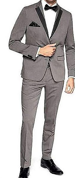 Keskin Collection Anzug Grau Schwarz 4 Teilig Anzug Herren Fliege und EInst günstig online kaufen