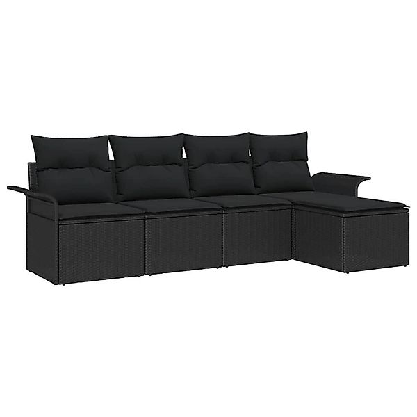 vidaXL Garten-Sofa-Set mit Kissen 5-Tlg Schwarz Poly Rattan 3353992 günstig online kaufen