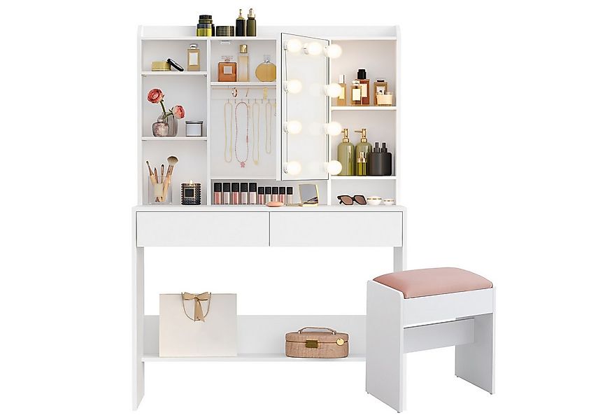 VASAGLE Schminktisch mit Beleuchtung, einstellbare Helligkeit, Frisiertisch günstig online kaufen
