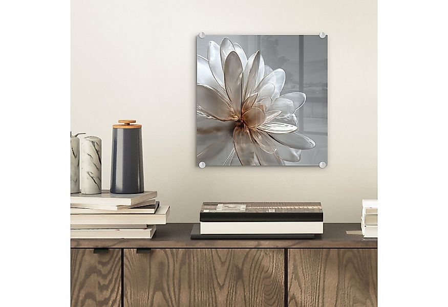 MuchoWow Acrylglasbild Blume - Weiß - Neutral, Inkl. Aufhängung, Bilder auf günstig online kaufen