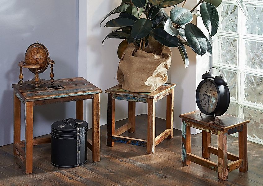 Massivmoebel24 Beistelltisch NATURE OF SPIRIT (48x40x46 Altholz montiert) günstig online kaufen