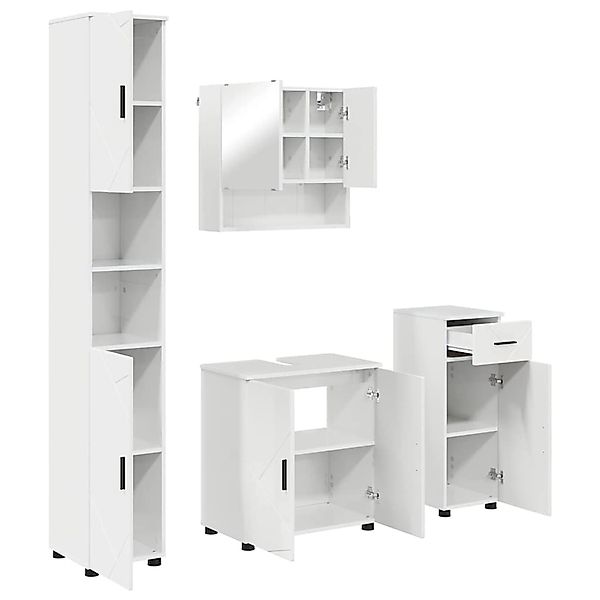 vidaXL Badezimmermöbel-Set 4-Tlg Hochglanz Weiß Holzwerkstoff & Metall 3392 günstig online kaufen