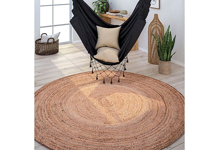 Paco Home Teppich Viborg 595, rund, Höhe: 13 mm, Jute, Modern, Boho, Handge günstig online kaufen