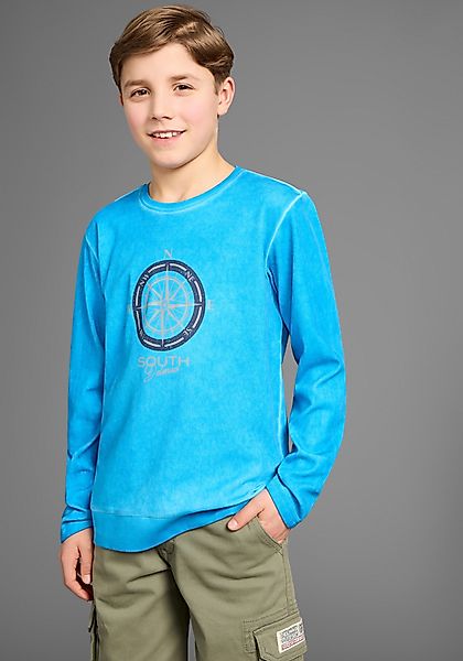 DELMAO Langarmshirt Modisch gewaschenes Shirt Trendwaschung günstig online kaufen