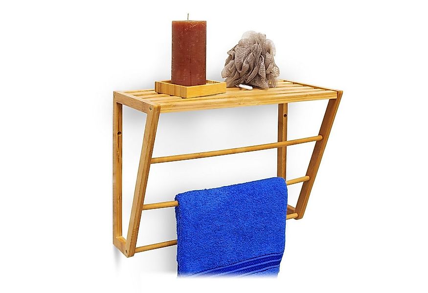 relaxdays Handtuchregal Wandhandtuchhalter Bambus mit Ablage günstig online kaufen