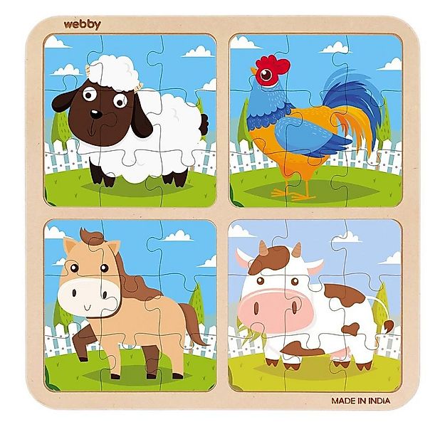 Webby Toys Puzzle 4-in-1 Holzpuzzle – 36 Teile – Lernspiel für Kleinkinder, günstig online kaufen