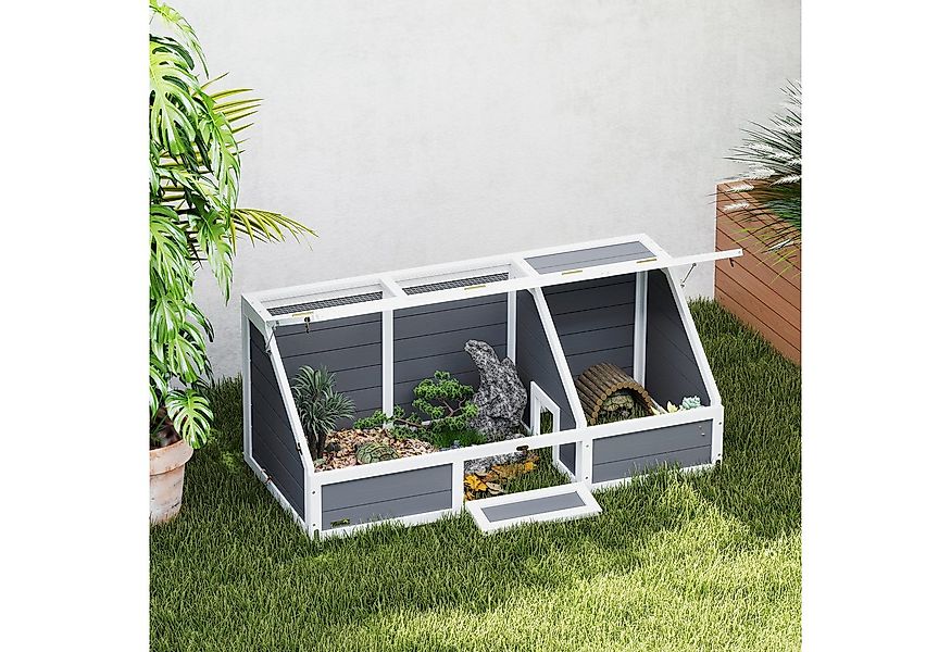 PawHut Kleintierstall Schildkrötenhaus aus Holz, Schildkrötengehege mit zwe günstig online kaufen