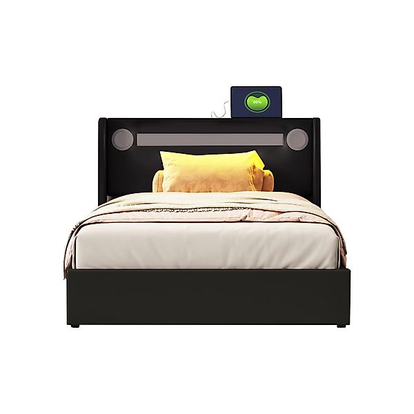 REDOM Polsterbett Kinderbett mit LED-Lichtleiste, Bluetooth-Player günstig online kaufen