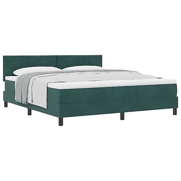 vidaXL Bett Boxspringbett mit Matratze Dunkelgrün Samt (1-tlg) günstig online kaufen