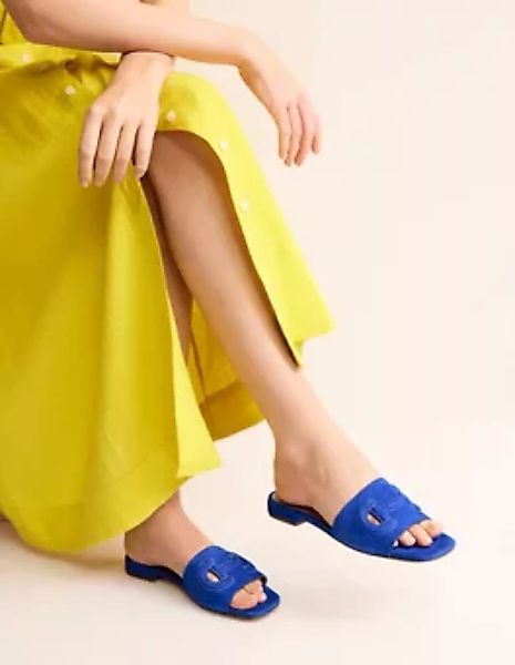 Pantoletten mit Cut-out-Trensendetail Damen Boden, Leuchtendes Blau günstig online kaufen