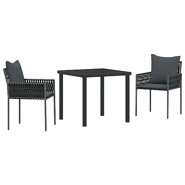 vidaXL Garten Essgruppe 3-Tlg Schwarz Poly Rattan 3379100 günstig online kaufen