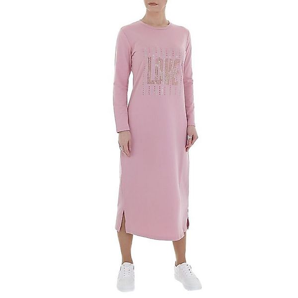 Ital-Design Bleistiftkleid Damen Freizeit Strass Stretch Maxikleid in Rosa günstig online kaufen