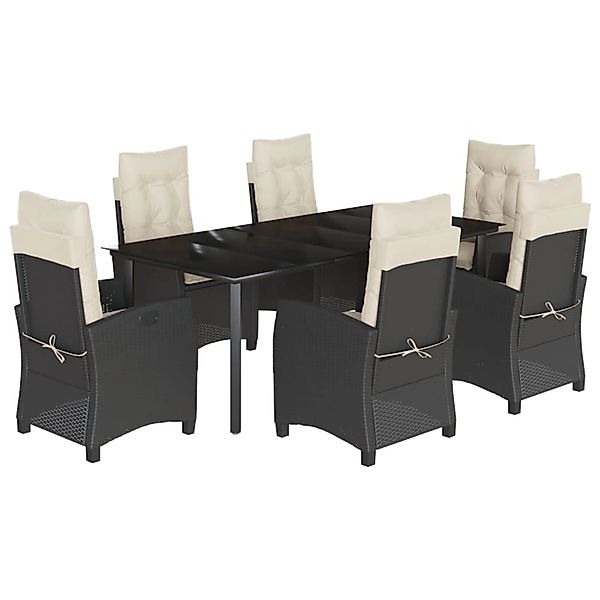 vidaXL 7-Tlg Garten-Essgruppe mit Kissen Schwarz Poly Rattan 3212739 günstig online kaufen