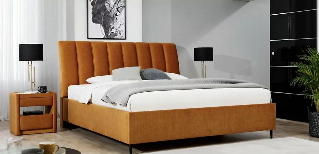 JVmoebel Bett, Bett Orange Schlafzimmer Polster Möbel Textil Design Hotel M günstig online kaufen