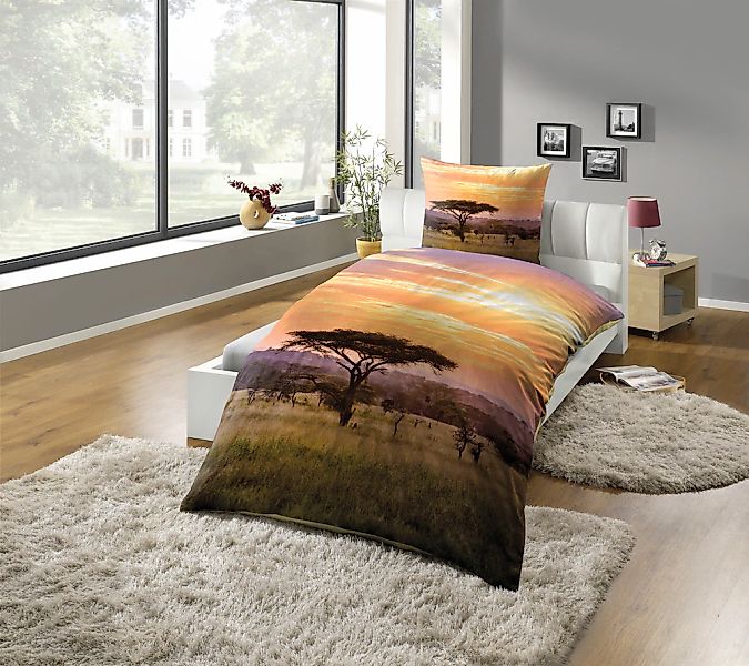 KiNZLER Bettwäsche "Fotodruck-Bettwäsche "Savanne"" 2 Stk. tlg. Pflegeleich günstig online kaufen