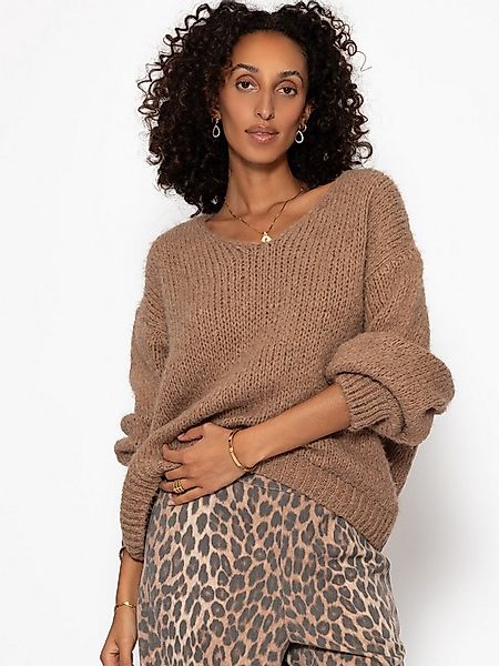 SASSYCLASSY Strickpullover Oversize Pullover mit V-Ausschnitt für Damen Wei günstig online kaufen