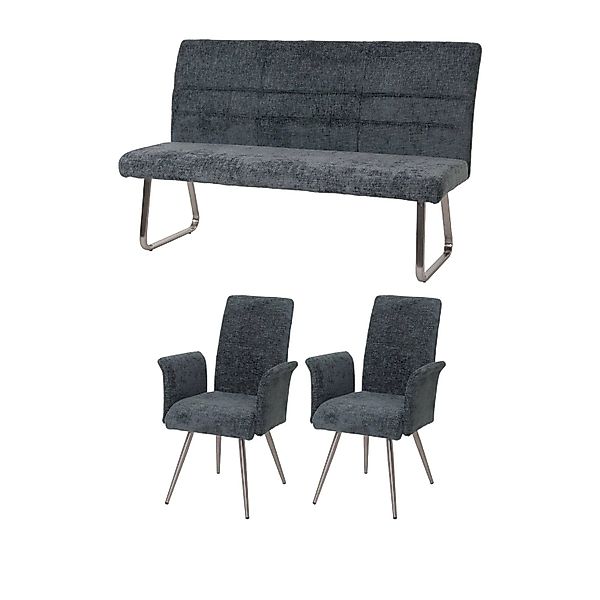 MCW Esszimmer-Set G55 2er-Set Stuhl mit Armlehne+Sitzbank 160cm 3-teilig St günstig online kaufen