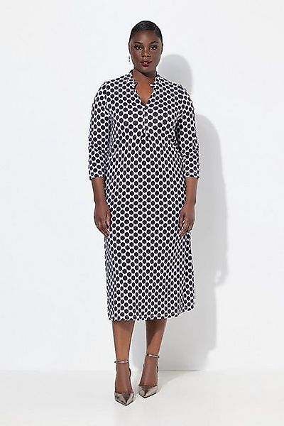 Ulla Popken Midikleid Slinky-Piqué-Midikleid A-Linie Stehkragen günstig online kaufen
