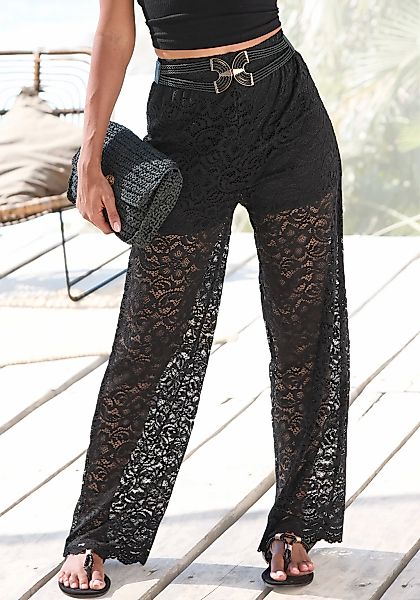 LASCANA Schlupfhose, aus transparenter Spitzenware mit integrierter Shorts günstig online kaufen