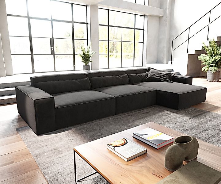 DELIFE Ecksofa Sirpio, XL Mikrofaser Schwarz 370x170 cm Recamiere variabel günstig online kaufen