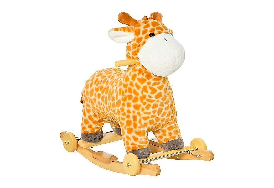 HOMCOM Schaukeltier 2-IN-1 Schaukelpferd mit Räder Plüsch Babyschaukel Spie günstig online kaufen