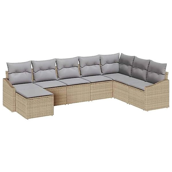 vidaXL Gartensofa-set mit Kissen 8-Tlg Beige und Hellgrau Poly-Rattan 33555 günstig online kaufen
