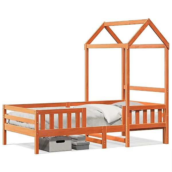vidaXL Massivholzbett mit Dach Wachsbraun 75x190 cm Kiefer 3282170 günstig online kaufen