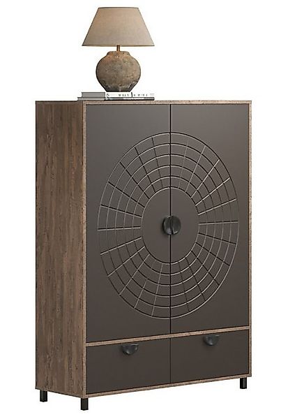 trendteam Vitrine Highboard Fusion, Rostoptik Rusty Flow / Perlbronze (no-S günstig online kaufen