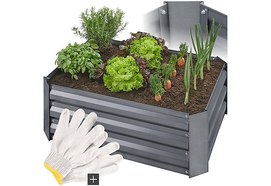 tectake Hochbeet Pflanzenkasten Valeriana 140l verzinkt 80x60x30cm, aus ver günstig online kaufen
