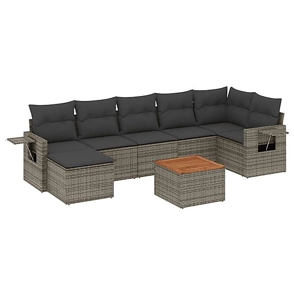 vidaXL 8-Tlg Garten-Sofagarnitur mit Kissen Grau Poly Rattan 3224674 günstig online kaufen