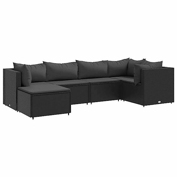 vidaXL 6-tlg Garten-Lounge-Set mit Kissen Schwarz Poly Rattan Modell 22 günstig online kaufen