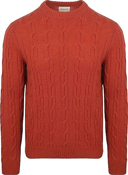 Gant Pullover Crewneck Lambswool Cable Modern Rust - Größe L günstig online kaufen