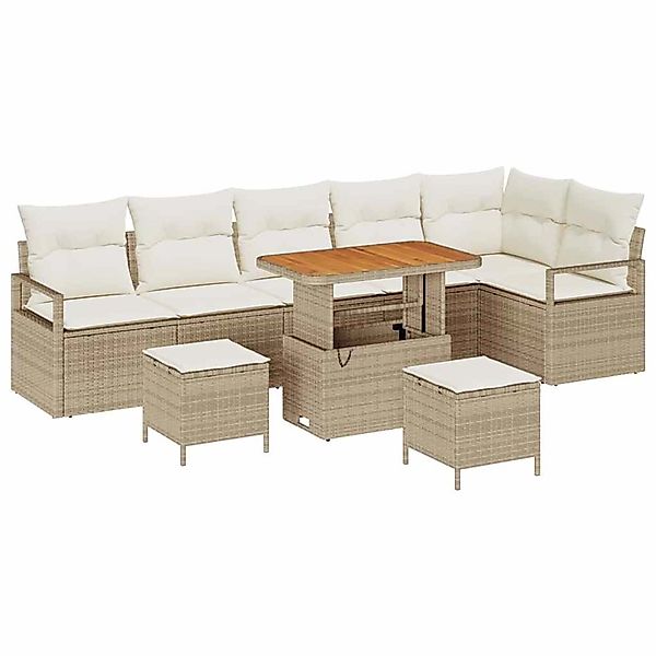 vidaXL Garten-Sofa-Set mit Kissen 9-Tlg Beige Poly Rattan 3362546 günstig online kaufen