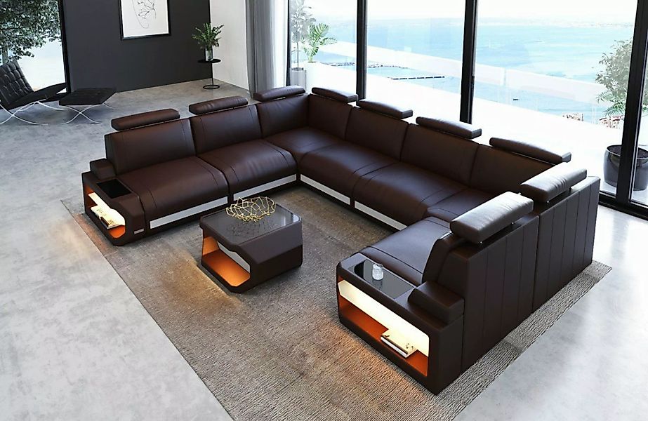 Sofa Dreams Wohnlandschaft Leder Couch Sofa Siena U Form Ledersofa, U-Form günstig online kaufen