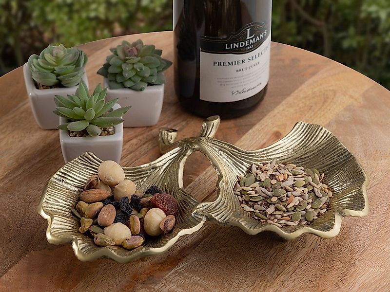 soma Dekoschale Dekoschale Schale Aluminium Ginkgo 2 Blatt gold o. silber B günstig online kaufen