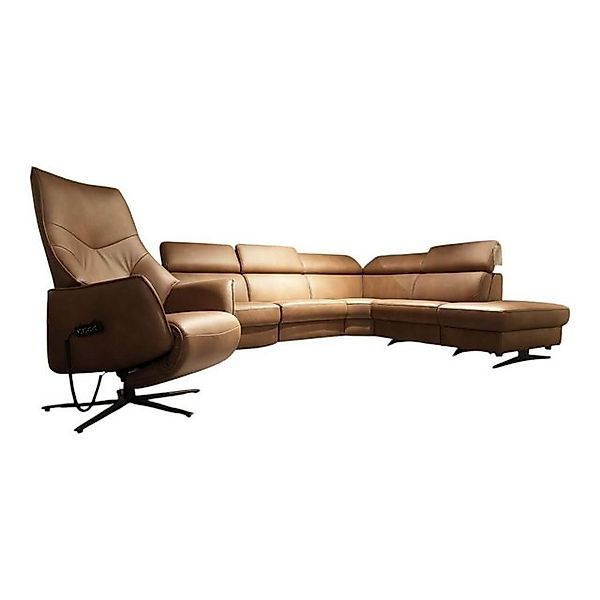 himolla Polstergarnitur Ecksofa Spektra 1180 Leder 24 Wüste Braun Metallkuf günstig online kaufen