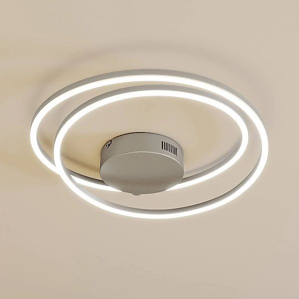 Lindby LED-Deckenlampe Davian, nickelfarben, 49 cm, dimmbar günstig online kaufen