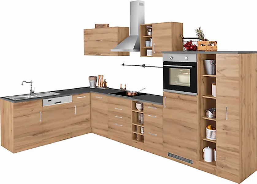 KOCHSTATION Winkelküche "KS-Colmar", mit E-Geräten, Stellbreite 210/360 cm günstig online kaufen