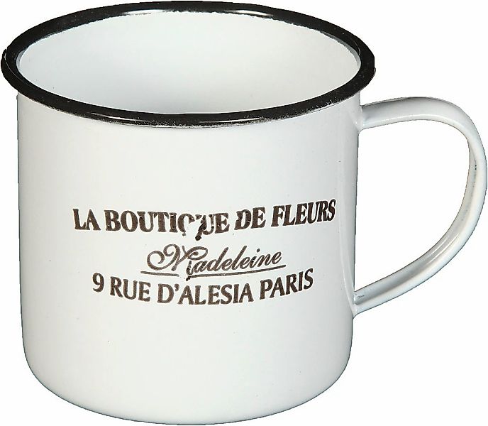 Ambiente Haus Tasse "Becher DE FLEUR aus Emaille in Antikweiß" günstig online kaufen