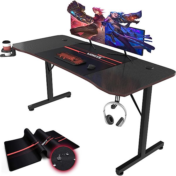 HOMALL Gamingtisch Computertisch aus Kohlefaseroberfläche mit günstig online kaufen