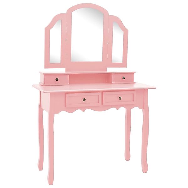 vidaXL Schminktisch-Set mit Hocker Rosa 100x40x146 cm Paulownia-Holz günstig online kaufen