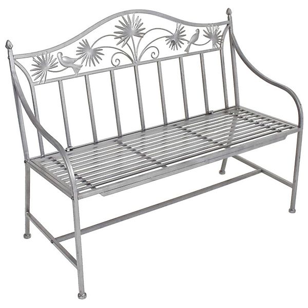 Home4Living Gartenbank Terrassenbank Metalll silberfarbig Hammerschlag günstig online kaufen