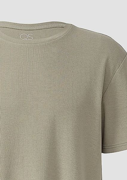 QS Kurzarmshirt Rundhals-T-Shirt mit Rippstruktur günstig online kaufen