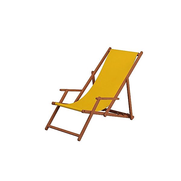 Erst-Holz Dunkler Holz-Liegestuhl Strandliege Stofffarbe Gelb 10-300 Lieges günstig online kaufen