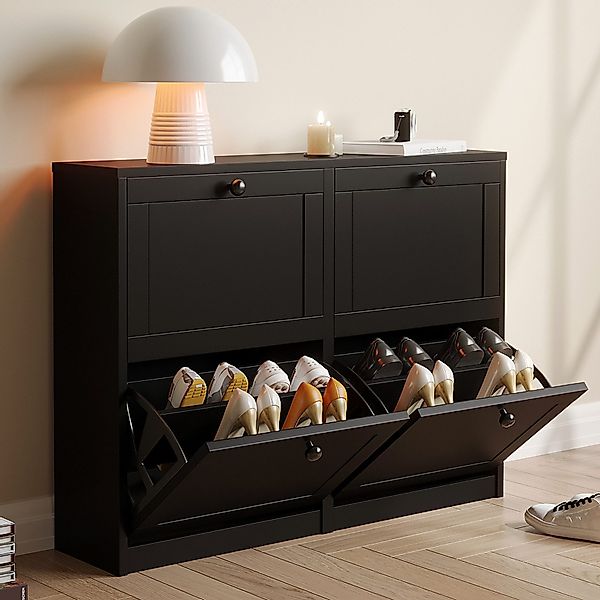 VOWNER Schuhschrank mit 4 Klappen, schmaler, günstig online kaufen